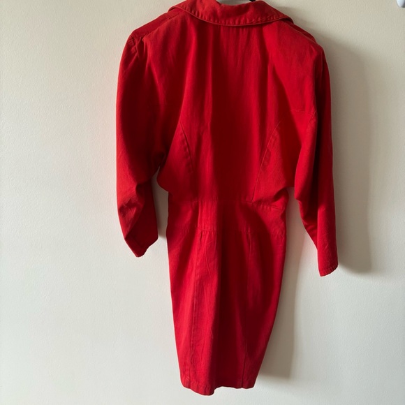 Vintage 80s Joni Blair of California Blazer Zip Front Mini Dress in Scarlet Red - Picture 9 of 13